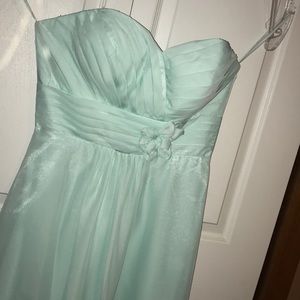 mint green strapless homecoming dress